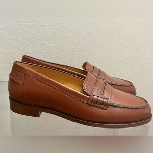 Sezane Chestnut Leather Loafers